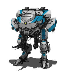 Rule 34 | aaron de leon, cable, highres, mecha, mecha focus, no humans, original, reverse-jointed legs, robot, science fiction, shadow, simple background, walker (robot), white background