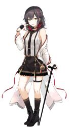 Rule 34 | 1girl, black choker, black hair, black nails, black necktie, black shoes, black skirt, black socks, blush, cane, choker, fingernails, full body, green eyes, green ribbon, hair between eyes, hair ribbon, hawaitogo ukino, highres, jacket, multicolored hair, multicolored nails, nail polish, necktie, official art, onsen musume, open clothes, open jacket, red hair, red nails, ribbon, shirt, shoes, simple background, skirt, socks, solo, standing, streaked hair, tie clip, transparent background, two-tone hair, white jacket, white shirt, yadapot