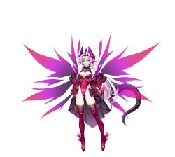 Rule 34 | 1girl, abystia dragoon, bare shoulders, boots, breasts, cleavage, corruption, covered navel, dark persona, dragon girl, dragon horns, dragon tail, energy wings, full body, game cg, gloves, highleg, highleg leotard, highres, horns, kouyoku senki exs-tia, large breasts, large variant set, leotard, long hair, looking at viewer, medium breasts, non-web source, official art, open mouth, pointy ears, pubic tattoo, red eyes, rieszverne suzette paladill, showgirl skirt, smile, solo, tail, tattoo, thigh boots, thighhighs, transparent background, variant set, very long hair, white hair, wings
