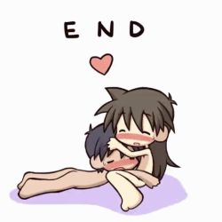 1boy 1girl aftersex animated animated_gif blush chibi happy ikkyuu kamasutra lowres nude tagme text_focus