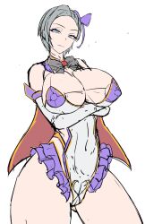 1girl breasts character_request highres large_breasts short_hair simple_background sketch solo tagme