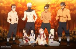 4girls 5boys arms_behind_back bdsm black_hair blonde_hair blue_hair blue_panties bondage bound braid breasts brown_eyes brown_hair cleave_gag cloth_gag dannex009 dark-skinned_male dark_skin fishnets gag gagged hair_over_one_eye haruno_sakura hatake_kakashi hetero highres hyuuga_hinata imminent_rape improvised_gag jiraiya_(naruto) large_breasts long_hair multiple_boys multiple_girls naruto:_the_last naruto_(series) naruto_shippuuden open_mouth panties pink_hair purple_eyes purple_panties sarutobi_asuma short_hair tenten_(naruto) thighhighs torn_clothes umino_iruka underwear wet wet_clothes wet_panties white_panties yamanaka_ino yamato_(naruto)