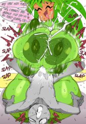 ass bad_tag breasts cum gigantic goatboydraws highres nipples non-web_source orgasm overstimulation paizuri penis plant plantie smaller taller thighs
