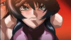 Rule 34 | 1girl, aftersex, animated, animated gif, anime screenshot, censored, cum, cum in mouth, cum on body, cum on hair, defeat, facial, gurgling, looking at viewer, murakami teruaki, ninja, nipples, pov, pov focus, solo, taimanin (series), tongue, torn clothes