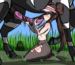 1boy 1girl 1other animal_penis bestiality black_pantyhose blue_eyes blush breasts brown_hair double_bun fingernails from_side full_body gen_5_pokemon hair_bun hairjob handjob hat highres horse horse_penis huge_penis kneeling legs_together long_hair nature nintendo nipples no_shoes on_ground open_mouth outdoors pantyhose penis pokemon pokemon_(creature) pokemon_bw2 pokephilia rosa_(pokemon) small_breasts solo_focus symbol-shaped_pupils tagme testicles topless torn_clothes torn_pantyhose twintails two-handed_handjob uncensored veins veiny_penis very_long_hair verymediocre visor_cap zebstrika