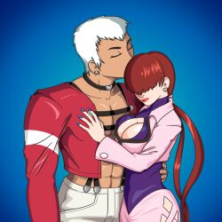 1girl breasts cleavage_cutout clothing_cutout curvy earrings female_focus fishnets heart huge_breasts jacket jewelry large_breasts long_sleeves nanakase_yashiro pale_skin ponytail red_hair shermie_(kof) shiny_clothes shiny_skin smile smiley_face standing the_king_of_fighters thick_thighs thighs tinkerpunk twintails wide_hips yashiro_nanakase