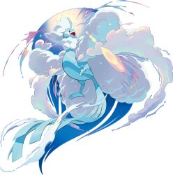 altaria aura beak bird dragon fluffy full_body gen_3_pokemon highres mega_altaria mega_pokemon nintendo official_art pokemon pokemon_(creature) simple_background solo sparkle talons transparent_background white_wings wings