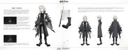 1boy :| absurdres alternate_costume arm_at_side black_coat black_footwear black_jacket black_pants black_shirt boots closed_mouth coat copyright_name cuff_links earrings english_text full_body grey_eyes hand_up harry_potter:_magic_awakened harry_potter:_magic_awakened_design_award harry_potter_(series) highres holding holding_wand jacket jewelry lace-up_boots long_sleeves looking_at_viewer male_focus multiple_views necklace open_clothes open_coat pants paper parted_bangs pendant reference_sheet ryan_wong shirt short_hair standing triangle_earrings triangle_necklace turnaround turtleneck undershirt v-shaped_eyebrows wand wavy_hair white_background white_hair white_shirt wide_sleeves wizarding_world
