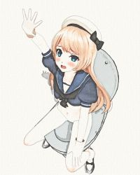1girl 3d artist_request blonde_hair blush bottomless breasts brown_hair female_focus flat_chest loli school_uniform serafuku sitting small_breasts solo tagme toilet