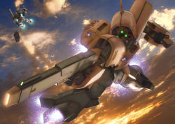 asshimar beam_rifle cloud dusk energy_gun gun gundam gundam_mk_ii m1_bazooka mecha realistic rifle robographer robot rocket_launcher sky weapon zeta_gundam