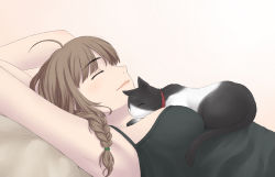 braid brown_hair cat kimi_kiss mizusawa_mao sinsan solo tagme