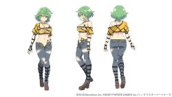 1girl ass breasts cleavage denim groin hikage hikage_(senran_kagura) jeans open_fly pants senran_kagura tagme tattoo