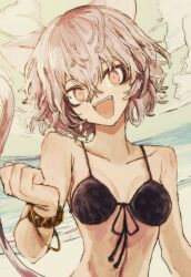 1girl beach cat_girl cat_tail collarbone hunter_x_hunter maikeru_(dk_maikel) neferpitou ocean short_hair solo swimsuit tail