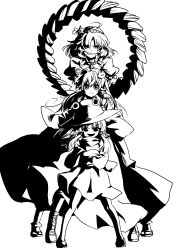 3girls absurdres bad_tag crossed_arms frog_hair_ornament group_picture gunbuster_pose hair_ornament hair_tubes hat highres kochiya_sanae leaf_hair_ornament long_hair moriya_suwako multiple_girls ototachibana_rai rope shimenawa short_hair single_hair_tube smile snake_hair_ornament touhou wind yasaka_kanako