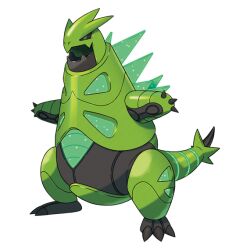 artist_request black_sclera colored_sclera fangs full_body green_eyes iron_thorns nintendo no_humans non-humanoid_robot official_art open_mouth pixel_eyes pokemon pokemon_(creature) pokemon_focus pokemon_sv robot skin_fangs solo third-party_source transparent_background v-shaped_eyes