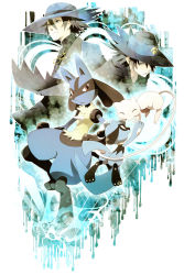 00s 2boys gen_1_pokemon gen_4_pokemon highres legendary_pokemon lucario mew_(pokemon) multiple_boys mythical_pokemon nintendo pokemon pokemon_(anime) pokemon_(creature) pokemon_dppt riley_(pokemon) riolu sir_arlon tore