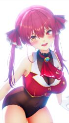 Rule 34 | 1girl, animated, breasts, hair ribbon, heterochromia, highres, houshou marine, houshou marine (1st costume), large breasts, mithras custom, red eyes, red hair, ribbon, swaying breasts, tagme, video, virtual youtuber, yellow eyes