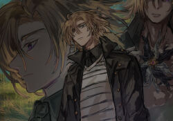 Rule 34 | 1boy, black coat, blonde hair, coat, collared shirt, daybit sem void, fate/grand order, fate (series), highres, male focus, medium hair, mi-atidueuzair, multiple views, necktie, open mouth, purple eyes, shirt, solo focus