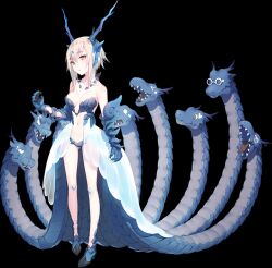 1girl bare_shoulders blonde_hair breasts dragon_girl full_body hair_between_eyes horns mizunoe-no-ryuu official_art ultra_kaijuu_gijinka_keikaku ultra_series ultraman_gaia_(series)
