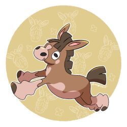 brown_fur gen_7_pokemon hachisen mudbray nintendo no_humans pokemon pokemon_(creature) solo two-tone_fur
