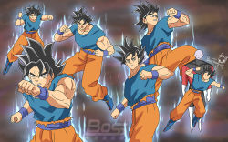 10s angry artist_name artist_request aura battle black_hair dragon_ball dragon_ball_super grey_eyes injury jiren male_focus muscular parody punching quality scratches serious son_goku spiked_hair third-party_edit torn_clothes transformation ultra_instinct
