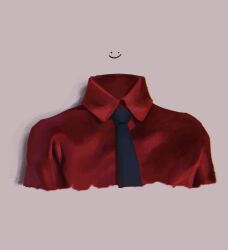 Rule 34 | 23i2ko, black necktie, collared shirt, grey background, highres, necktie, no humans, original, red shirt, shadow, shirt, simple background, smile, smiley face, still life
