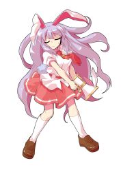 1girl animal_ears brown_shoes carrot_pin closed_eyes closed_mouth collared_shirt commentary_request commission dairi full_body highres holding holding_megaphone kneehighs large_variant_set loafers long_hair megaphone necktie pink_hair rabbit_ears rabbit_tail raised_inner_eyebrows red_eyes red_necktie red_skirt reisen_udongein_inaba shirt shoes short_sleeves simple_background skeb_commission skirt socks solo standing sweatdrop tachi-e tail touhou transparent_background variant_set very_long_hair white_shirt white_socks