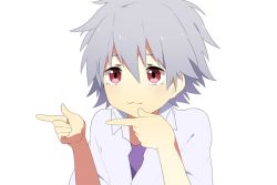 10s 1boy :3 animated animated_gif chuunibyou_demo_koi_ga_shitai! evangelion:_3.0_you_can_(not)_redo male_focus mikko_(mim_mikko) nagisa_kaworu neon_genesis_evangelion parody pointing rebuild_of_evangelion red_eyes solo sparkling_daydream white_background