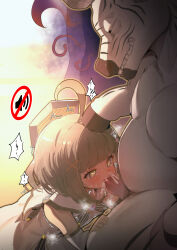 1boy 1girl absurdres ahoge blush cum duel_monster ejaculation fellatio furry furry_male furry_with_non-furry gameplay_mechanics grin hetero highres interspecies minotaur oral ro_g_(oowack) short_hair smile solfachord_primoria symbol-shaped_pupils x-shaped_pupils yu-gi-oh! zany_zebra zebra_boy