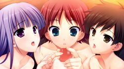 3girls black_hair blue_eyes blunt_bangs breasts censored collarbone completely_nude constricted_pupils cooperative_handjob cupping_hands erection eyebrows_hidden_by_hair fingernails fumio_(ura_fmo) game_cg glansjob grisaia_(series) grisaia_no_meikyuu group_sex handjob hands_up hetero kaneda_saaya kazami_yuuji leaning_forward light_blush long_eyelashes long_hair long_sidelocks looking_at_penis looking_down looking_up mosaic_censoring multiple_girls non-web_source nude official_art open_mouth out_of_frame own_hands_together parted_lips penis penis_awe portrait pov purple_eyes purple_hair raised_eyebrows raised_inner_eyebrows red_hair sakuma_minori sakurai_mifuyu short_hair sidelocks sparkling_eyes swept_bangs teamwork_(sexual) thick_eyelashes tomboy tongue tongue_out variant_set wide-eyed yellow_eyes