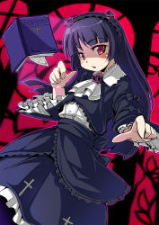 1girl black_hair dress female_focus gokou_ruri gothic_lolita kubocha kubota lolita_fashion long_hair mole mole_under_eye ore_no_imouto_ga_konna_ni_kawaii_wake_ga_nai pantyhose red_eyes solo