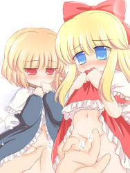 Rule 34 | 2girls, censored, doll, female focus, fingering, hourai doll, long hair, multiple girls, nude, pussy, ribbon, ry (yagoyago), shanghai doll, short hair, touhou