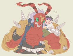 Rule 34 | antennae, banchostingmon, belt, closed eyes, digimon, digimon survive, drill, exoskeleton, smile, spikes, tominaga ryo