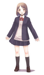 1girl blazer brown_eyes brown_hair female_focus jacket nyaou original school_uniform short_hair skirt solo