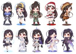 animal_ears baseball_cap bikini bikini_under_clothes black_hair bow breasts chibi chibi_only cosplay cowboy_hat crop_top fake_animal_ears fake_horns final_fantasy final_fantasy_vii final_fantasy_vii_ever_crisis hair_bow hair_bun hat highres horned_headwear horns kirin_(armor) konbu7733 large_breasts long_hair looking_at_viewer miniskirt monster_hunter_(series) official_alternate_costume official_alternate_hairstyle ponytail rabbit_ears red_eyes salamander_coral salamander_coral_(cosplay) simple_background single_hair_bun skirt swimsuit thighhighs tifa_lockhart tifa_lockhart_(amarant&#039;s_guise) tifa_lockhart_(bahamut_suit) tifa_lockhart_(bunny_bustier) tifa_lockhart_(cowgirl) tifa_lockhart_(fairy_of_the_holy_flame) tifa_lockhart_(feather_style) tifa_lockhart_(kirin_suit) tifa_lockhart_(lifeguard) tifa_lockhart_(metalfoot) tifa_lockhart_(passion_mermaid)