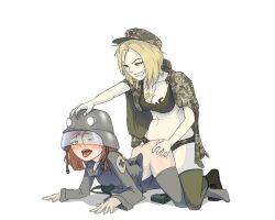 2girls ahegao all_fours artist_request azov_battalion bag blonde_hair blue_eyes blush boots bra breasts buhanka-chan camouflage clothed_sex coat combat_helmet combat_medic cross cross_pendant digital_camouflage dildo doggystyle drawfag femdom flustered full_body hand_on_another&#039;s_ass hand_on_another&#039;s_head hat helmet holding jacket kneeling long_hair marichka medium_breasts medium_hair military military_hat military_uniform multiple_girls open_mouth orange_hair original pegging personification red_hair russia russo-ukrainian_war sex sex_from_behind sex_toy simple_background smile soldier strap-on swastika teeth thighhighs tongue tongue_out uaz-452 ukraine underwear white_background white_hair yuri zettai_ryouiki