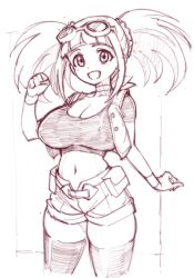 Rule 34 | 1boy, breasts, dinosaur king, kin-san (sasuraiga), looking at viewer, short shorts, shorts, smile, solo, tatsuno malm
