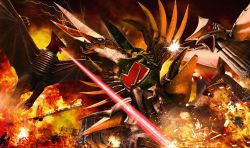 alien breath_weapon bug city compound_eyes daiei_film daiei_motion_picture destruction energy energy_beam fire fish gamera_(series) gamera_2:_attack_of_legion gamera_vs._gyaos gamera_vs._zigra giant giant_monster glowing glowing_eyes gyaos kaiju laser legion_(gamera) monster mouth_beam sea_monster shark space_monster supersonic_scalpel tony_luke zigra