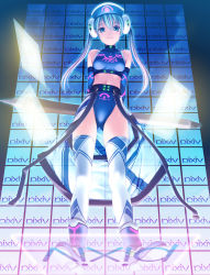 blue_eyes blue_hair hat long_hair pixiv pixiv-tan rezi thighhighs twintails legs lips