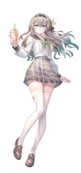 Rule 34 | 1girl, absurdres, black hairband, blue eyes, bow, bowtie, brown shoes, buttons, commentary request, cup, double-breasted, firefly (honkai: star rail), firefly (spring missive) (honkai: star rail), full body, gradient hair, green bow, green bowtie, green hair, grey hair, grey sailor collar, grey skirt, hairband, highres, holding, holding cup, honkai: star rail, honkai (series), loafers, long hair, long sleeves, looking at viewer, miyashirokiyu, multicolored eyes, multicolored hair, official alternate costume, plaid bow, plaid bowtie, plaid clothes, plaid skirt, pleated skirt, purple eyes, sailor collar, school uniform, shirt, shoes, simple background, skindentation, skirt, smile, solo, thighhighs, two-tone eyes, two-tone hair, white background, white shirt, white thighhighs