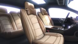 artist_request car car_interior car_seat day from_side glowing highres motor_vehicle no_humans non-web_source official_art our_life:_beginnings_and_always pillow scenery skylight sunlight wheel window_light