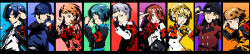 4girls 5boys absurdres aigis_(persona) amada_ken aragaki_shinjirou armband atlus club3 everyone highres iori_junpei kirijou_mitsuru long_image megami_tensei multiple_boys multiple_girls persona persona_3 s.e.e.s sanada_akihiko school_uniform shin_megami_tensei takeba_yukari yamagishi_fuuka yuuki_makoto_(persona_3)
