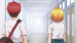 ahoge animated anime_screenshot ass blonde_hair blush breasts casual_nudity change_in_common_sense classroom completely_nude dokyuu_hentai_hxeros embarrassed enjou_retto hair_ornament hairclip highres hoshino_kirara indoors multiple_boys multiple_girls naked_school_attendance navel neck_ribbon necktie nipples nude ribbon school_uniform side_ponytail sitting skirt sound subtitled tagme video whistle whistle_around_neck zenra