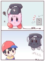 2boys artist_request bad_tag black_hair child comforting crying hokurona kirby kirby_(series) mother_(series) mother_2 multiple_boys ness_(mother_2) nintendo sad source_request super_smash_bros. telephone twitter_username yaoi