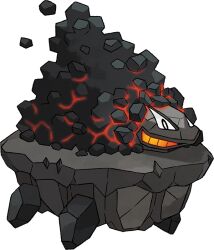 Rule 34 | artist request, bright pupils, carkol, coal, full body, gen 8 pokemon, glowing, glowing hot, nintendo, no humans, official art, open mouth, pokemon, pokemon (creature), pokemon focus, pokemon swsh, solo, third-party source, transparent background, v-shaped eyes, white pupils