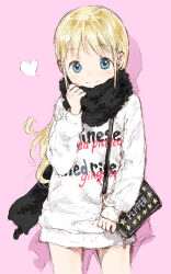 1girl ana_coppola barasui blonde_hair blue_eyes blush child highres ichigo_mashimaro long_hair scarf sweater
