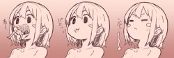 1boy 1girl :t akairo_(akairokk) arrow_(symbol) blush_stickers cheek_bulge closed_eyes faceless faceless_male giant giantess gradient_background open_mouth original sequential size_difference swallowing teeth throat_bulge tongue tongue_out vore