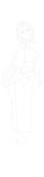 1girl beyond_citadel boots bow bowtie breasts commentary doekuramori english_commentary full_body game_cg gloves hair_between_eyes karen_(the_citadel) large_breasts lineart loincloth long_hair long_image long_sleeves monochrome non-web_source official_art solo tall_image the_citadel transparent_background very_long_hair wide_hips