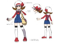 00s 1girl 2024_pokemon_teraleak breasts brown_eyes brown_hair concept_art full_body hat holding holding_poke_ball long_hair low_twintails lyra_(pokemon) multicolored_hair multiple_views nintendo official_art poke_ball poke_ball_(basic) poke_ball_print pokemon pokemon_hgss production_art reference_sheet scan shorts smile sugimori_ken translation_request turnaround twintails white_background wide_hips