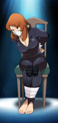 1girl absurdres bad_end barefoot bdsm bondage bound bound_ankles bound_arms bound_legs captured defeat feet game_over highres long_hair lost_one_zero lupin_iii mine_fujiko nail_polish toes